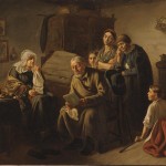 В. Каллистов. «Дьячок, читающий письмо помещице, окруженной дворнею». 1855 г. Государственный Русский музей